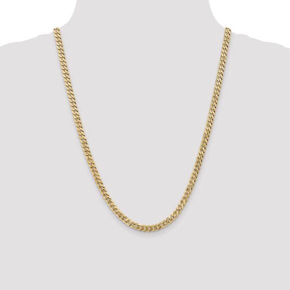 5.75mm 10k Yellow Gold Flat Beveled Curb Chain Necklace, 24 Inch - Picture 2 of 8